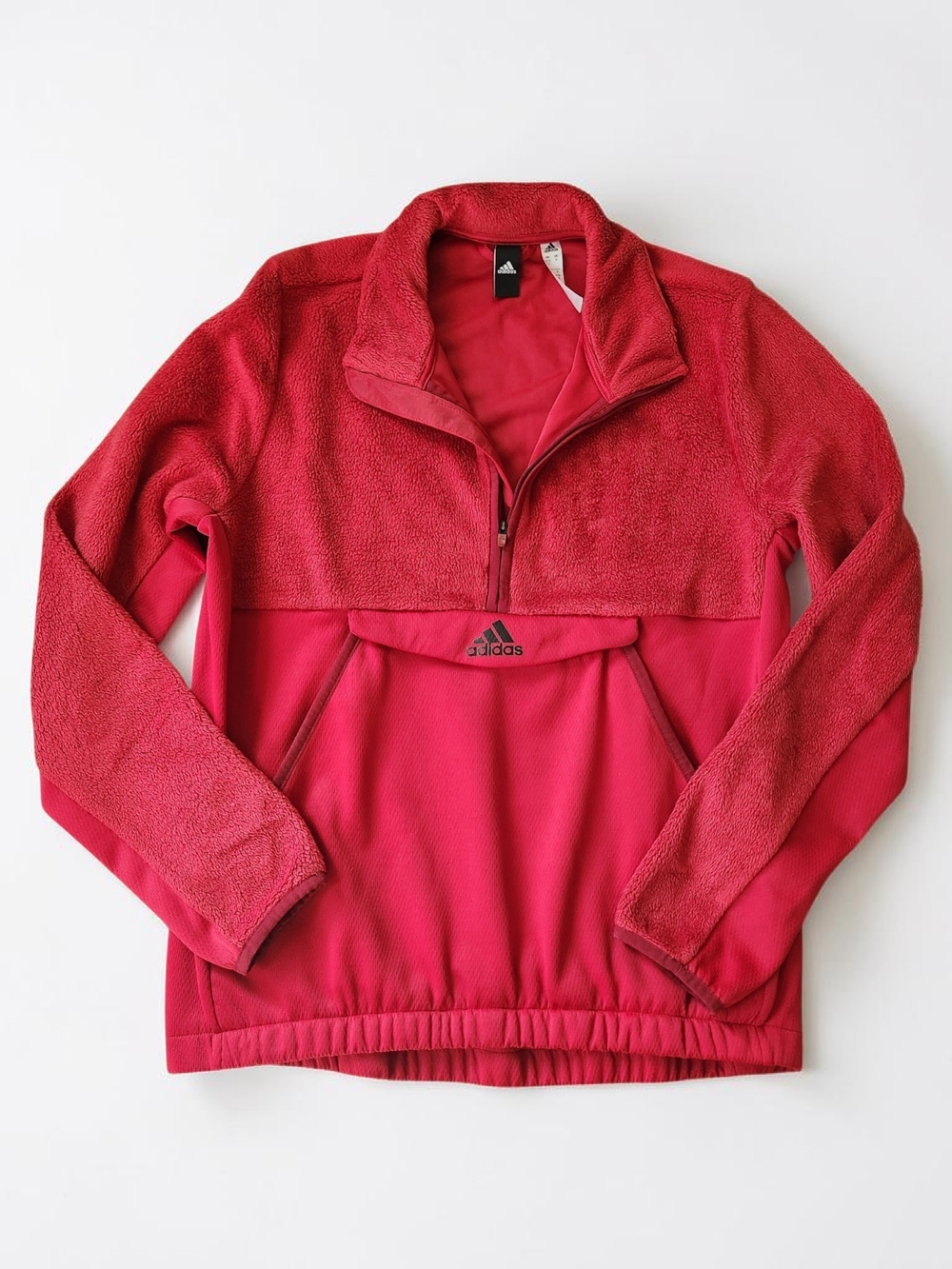 Adidas Red Half-Zip Fleece Pullover-Women's Medium